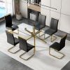Large Modern Minimalist Rectangular Glass Dining Table for 6-8 with 0.39" Tempered Glass Tabletop and Golden Plated Metal Legs,for Kitchen Dining Livi