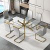 Large Modern Minimalist Rectangular Glass Dining Table for 6-8 with 0.39" Tempered Glass Tabletop and Golden Plated Metal Legs,for Kitchen Dining Livi