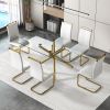 Large Modern Minimalist Rectangular Glass Dining Table for 6-8 with 0.39" Tempered Glass Tabletop and Golden Plated Metal Legs,for Kitchen Dining Livi