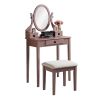 Moniys Wood Moniya Makeup Vanity Table and Stool Set, Rose Gold
