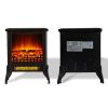 14" 1400W Overheating Safety Protection Freestanding Electric Fireplace Space Stove Heater with Flame