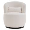 White Plush Swivel Accent Chair - Contemporary Round Armchair with 360¬∞ Rotation and Metal Base for Living Room Elegance