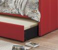 Red Fabric Upholstered 1pc Day Bed with Pull-out Trundle Nailhead Trim Wood Frame Furniture