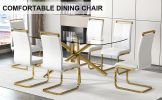 Large Modern Minimalist Rectangular Glass Dining Table for 6-8 with 0.39" Tempered Glass Tabletop and Golden Plated Metal Legs,for Kitchen Dining Livi