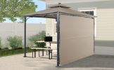 Patio 9.8ft.L x 9.8ft.W Gazebo with Extended Side Shed/Awning and LED Light for Backyard,Poolside, Deck, Brown
